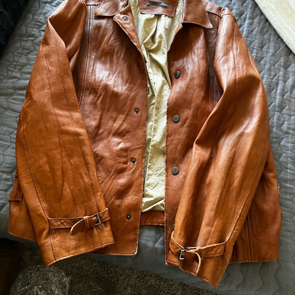 John Varvatos vintage calf skin jacket size 50.  Fits medium to a sm. Large - Picture 2 of 4